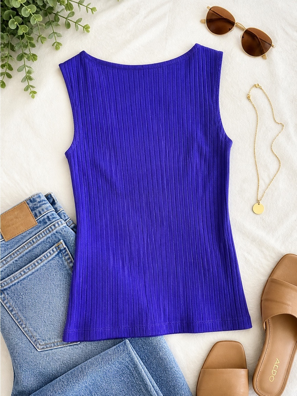 41 Hawthorn | Ribbed Tank Top | Sleeveless Stretch Knit | XS Petite - Picture 2 of 6